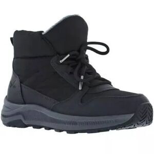 Eddie Bauer Balasana Quilted Insulated Winter Boot Black Nylon Slip on Size 7